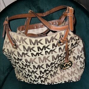 Michael Kors Signature Brown and Tan Shoulder Bag